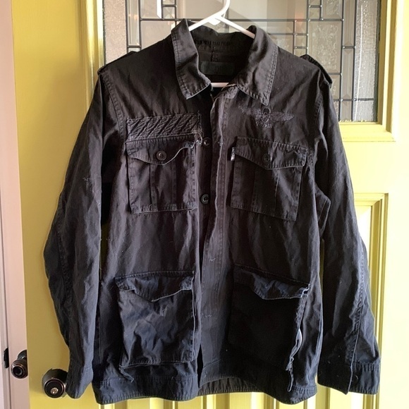 𝅺🌟🌟🌟 Truth Soul Armor black 100% cotton jacket with front pockets size large - Picture 1 of 8